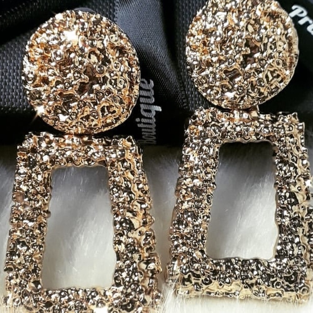 Three Pair GOLD Trapezoid Earrings AVAILABLE NOW - Picture 2 of 2